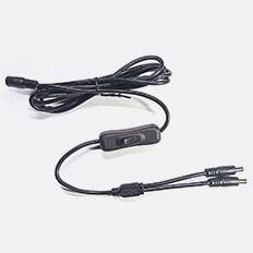 DC power splitter cable with power on/off switch